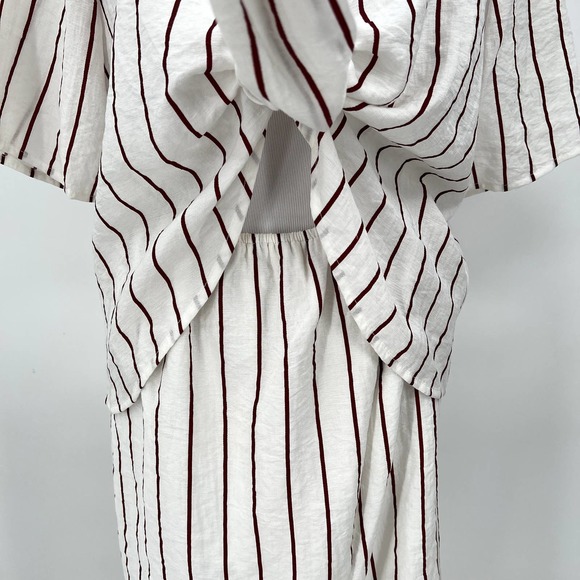 SABO SKIRT Dress Womens Medium White Brown Striped Short Sleeve Tie Front NWT - Picture 6 of 15